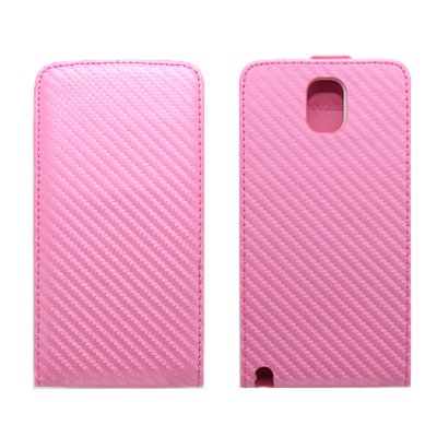 Etui Portefeuille Rabat Carbonne Rose pour Samsung Note 3 N9000