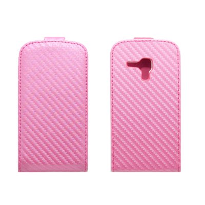 Etui Portefeuille Rabat Carbonne Rose pour Samsung Galaxy Trend S7560 / S Duos S7562