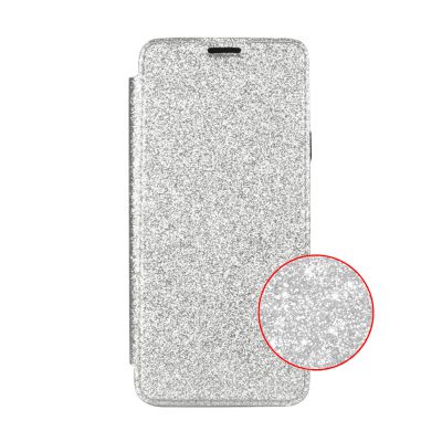 Etui de protection pailleté Argent avec coque arrière en silicone pour Samsung Galaxy S9 Plus