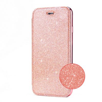 Etui de protection pailleté Rose avec coque arrière en silicone pour Samsung Galaxy S8