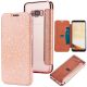 Etui de protection pailleté Rose avec coque arrière en silicone pour Samsung Galaxy S8