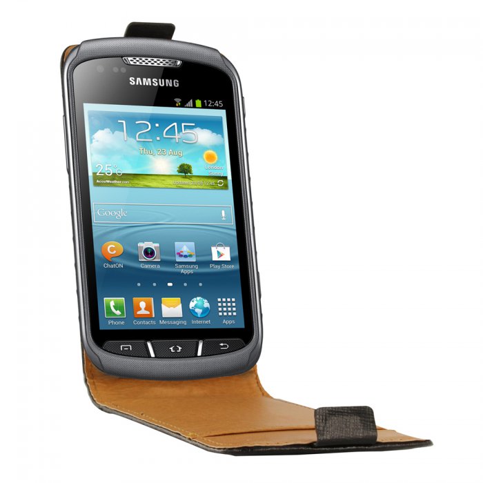 SWISS CHARGER Etui cuir noir pour Samsung Galaxy Xcover 2 S7710