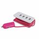 Adaptateur allume-cigare 4 USB rose