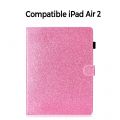 Etui iPad Air 2 : A1566-A1567 folio avec stand rose et Paillettes 