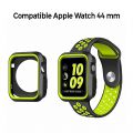 Bumper souple sport noir et vert compatible avec Apple Watch 44mm