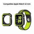 Bumper souple sport noir et vert compatible avec Apple Watch 42mm