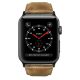 Bracelet aspect cuir camel avec finitions chromés pour Apple Watch 44mm