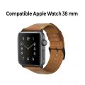 Bracelet aspect cuir camel avec finitions chromés compatible avec Apple Watch 38mm