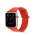 Bracelet 38mm aspect cuir orange avec finitions chromés compatible avec Apple Watch 