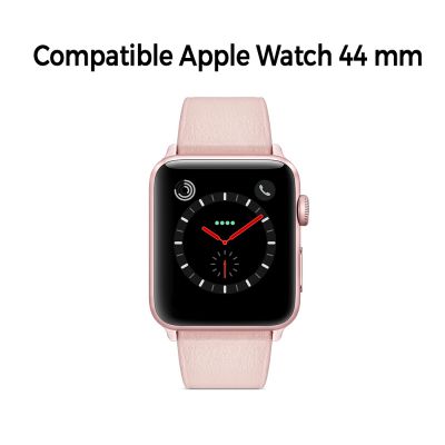 Bracelet aspect cuir rose gold avec finitions chromés pour Apple Watch 44mm