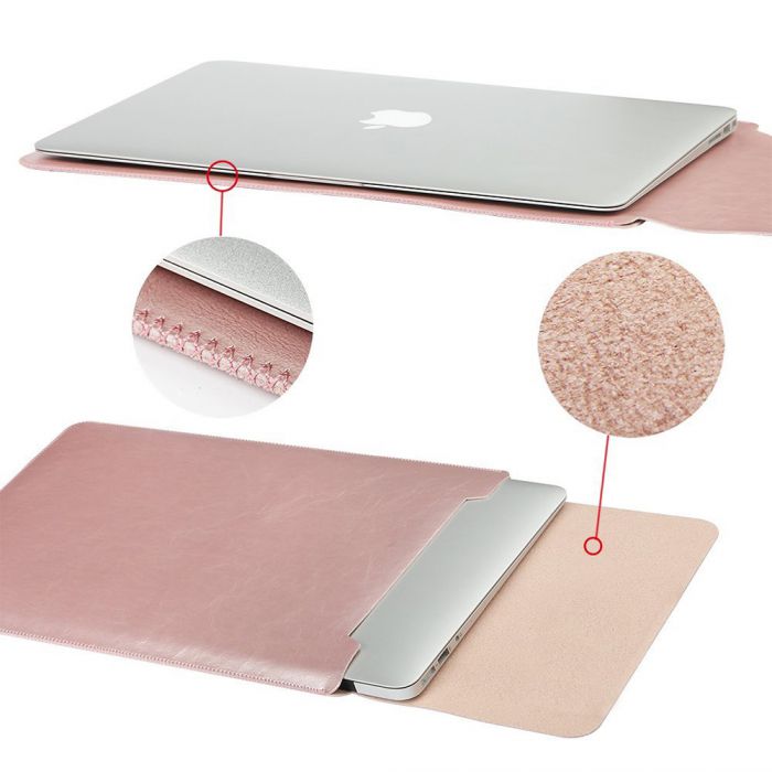 Pochette façon cuir Rose Gold pour Macbook Air 13 - Coquediscount