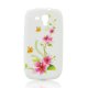 Coque silicone blanche motif fleurs et papillon pour Samsung Galaxy Trend S7560 / S Duos S7562