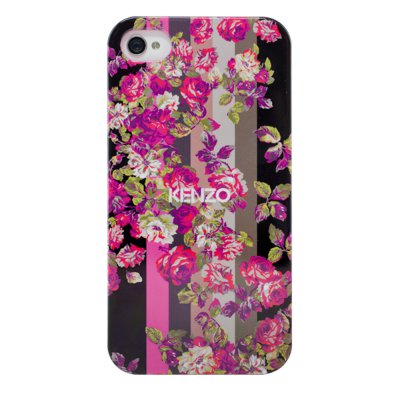 Kenzo coque Kila noire à motif fleuri rose pour iPhone 4 / 4S