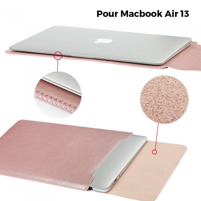 Pochette façon cuir Rose Gold pour Macbook Air 13 - Coquediscount