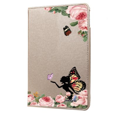 Etui iPad Air rigide or Fée papillon fleurale Ecriture Tendance et Design Evetane