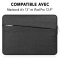 Pochette de protection noire pour Macbook Air 13 et iPad Pro 12,9.