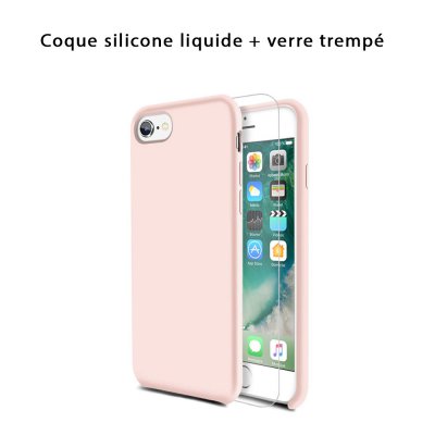 Coque iPhone 6/6s Silicone Liquide toucher doux, Anti Chocs + verre trempé Offert
