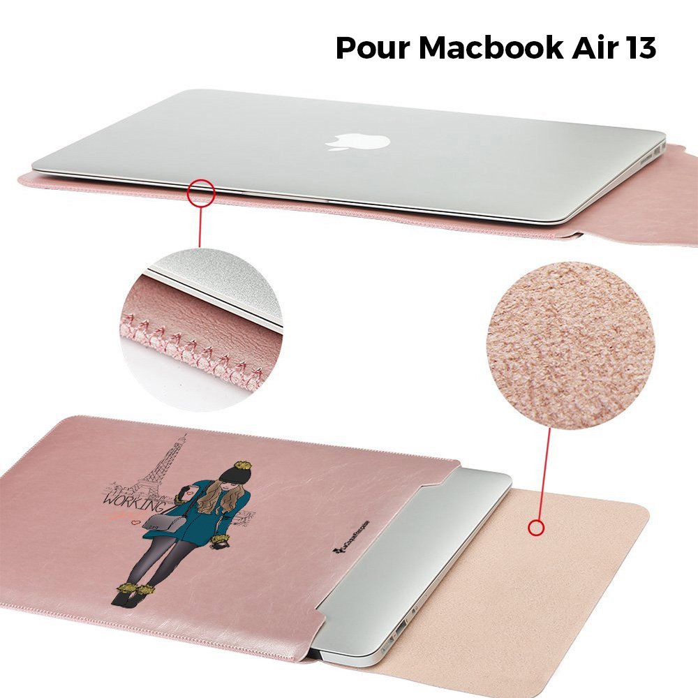 Etui Macbook Air 13 pouces Working girl Ecriture Tendance et