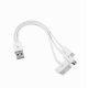 Câble USB 3 en 1 blanc lightning  / 30 broches / Micro USB