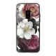 Coque Compatible avec Samsung Galaxy S9 verre trempé bord noir, Fleurs roses Ecriture Tendance et Design