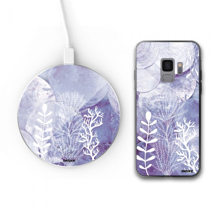 Coque en verre trempé Samsung Galaxy S9 Nacre et Algues Ecriture Tendance et Design Evetane. - Coquediscount Coque en verre trempé Samsung Galaxy S9 Nacre et Algues Ecriture Tendance et Design Evetane. - Coquediscount