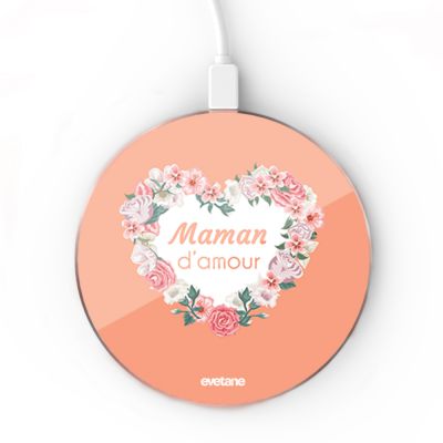 Chargeur Induction Coeur Maman D'amour Ecriture Tendance et Design Evetane