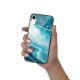 Pack : coque iPhone Xr et chargeur induction en verre trempé -  Bleu Nacré Marbre