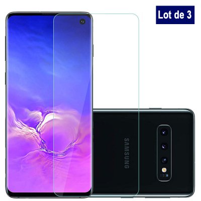 Lot de 3 vitres Samsung Galaxy S10 Plus en verre trempé