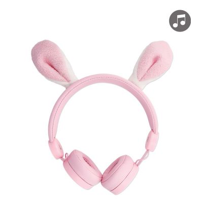 Casque filaire pour enfant en forme de lapin -rose