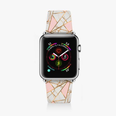 Bracelet Apple Watch en cuir 38-40mm Marbre Rose La Coque Francaise