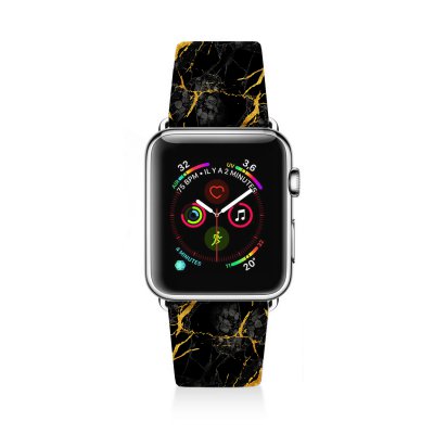 Bracelet Apple Watch en cuir 38-40mm Marbre noir La Coque Francaise