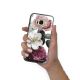 Coque en verre trempé Samsung Galaxy S8 verre trempé noir Fleurs roses Ecriture Tendance et Design La Coque Francaise
