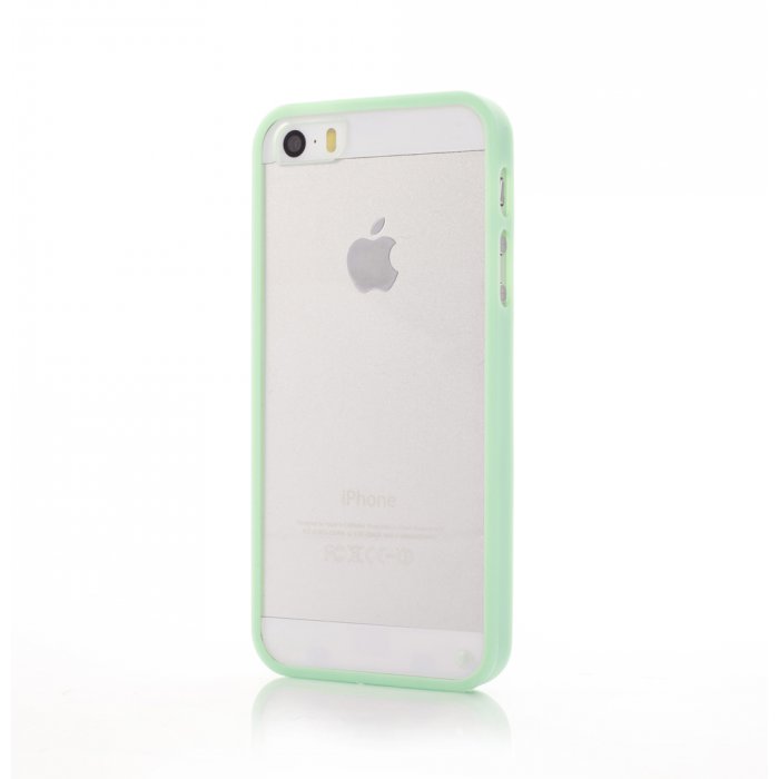 Coque bumper vert et vitre arrière transparente pour iPhone 5 / 5S