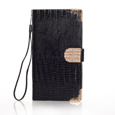 Etui livre croco noir à strass pour Samsung Galaxy S5 G900