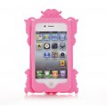 Coque silicone rose cadre miroir pour iPhone 4 / 4S