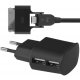 Mini chargeur secteur noir 2A connectiques Apple et micro USB