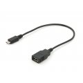 MUVIT CABLE DROIT OTG  USB HOST 2.0 A FEMELLE - MICRO USB B MALE NOIR
