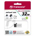 TRANSCEND CLE USB 2.0 32GO ARGENTEE OTG TS32GJF380S