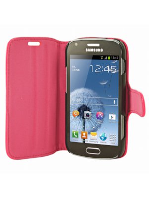 Mocca étui folio vernis rose fluo pour Samsung Galaxy Trend S7560 / S Duos S7562