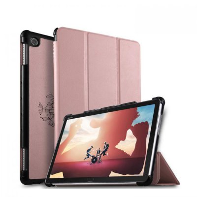 Etui Huawei MediaPad M5 10.8 pouces effet cuir grainé rose gold Pissenlit Ecriture Motif Tendance