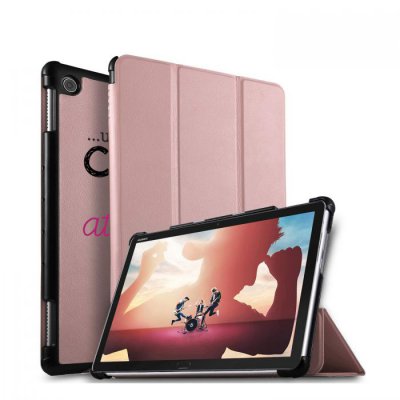 Etui Huawei MediaPad M5 10.8 pouces effet cuir grainé rose gold Un peu chiante tres attachante Ecriture Motif Tendance