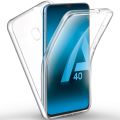 Coque Galaxy A40 360° intégrale protection complète avant arrière silicone transparente