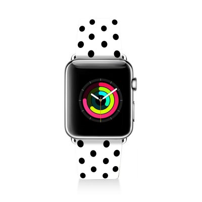 Bracelet Apple Watch en cuir 38-40mm Pois Noir Evetane