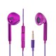 Ecouteurs nouvelle génération violet métalisé avec commande et micro mini jack 3.5 mm
