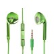 Ecouteurs nouvelle génération vert métalique avec commande et micro mini jack 3.5 mm
