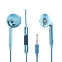 Ecouteurs nouvelle génération bleu métalique avec commande et micro mini jack 3.5 mm