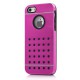 Coque hublot 2 en 1 perforée avec interieur silicone rose pour iPhone 5 / 5S