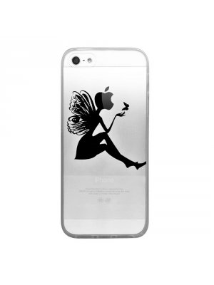 Coque transparente silhouette noire fée pour iPhone 5 / 5S