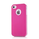 Coque 2 en 1 avec interieur silicone rose et blanche pour iPhone 4 / 4S
