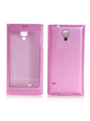 Etui livre rose à rabat transparent tactile pour Samsung Galaxy S4 I9500